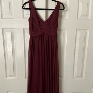 Wine floor length bridesmaid dress